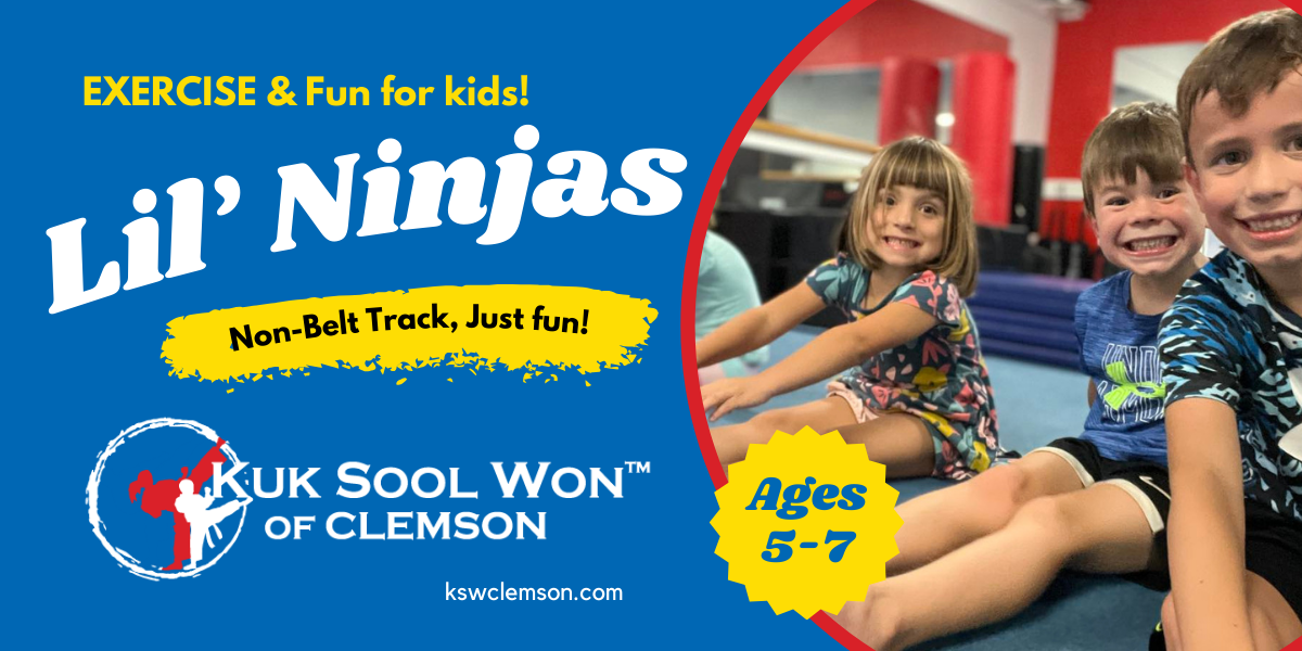 The Lil' Ninjas class is designed to provide after-school activity, training and socialization for young ninjas at our Clemson location.